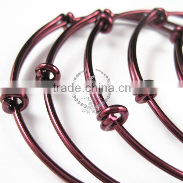 65mm diameter dark red brass simple adjustable wiring bracelet for beading DIY jewelry supplies 1900048