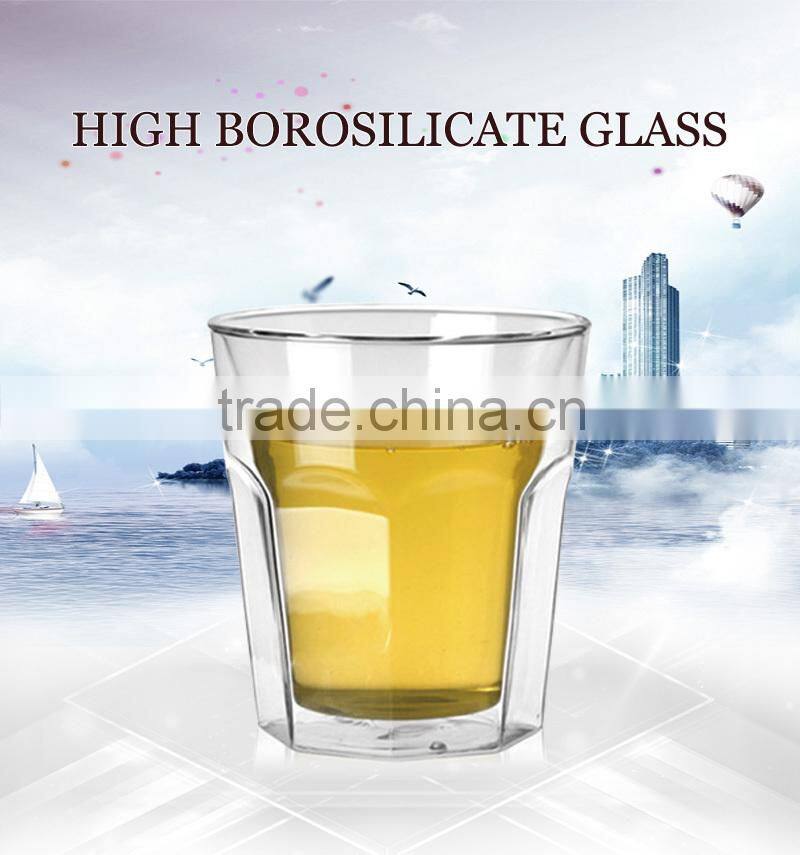 Hot sale unbreakable 200ml double wall glass beer cup N6029
