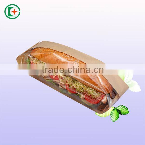 Best price hot sale brown kraft bread paper bag with clear window