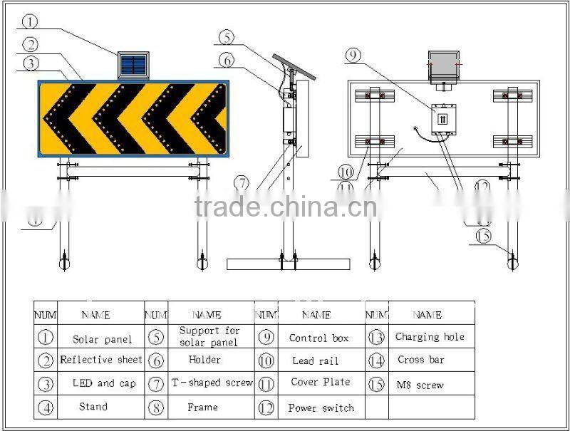 customized solar outdoor construction led flashing arrow sign, solar arrow sign
