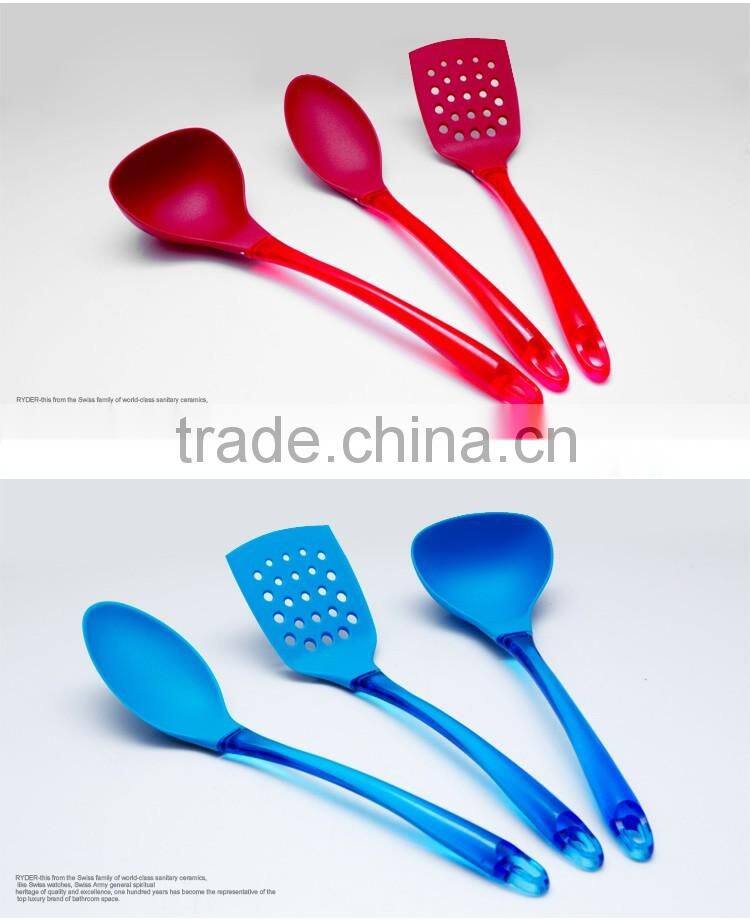 3pcs High-temperature Red Nylon Kitchen Utensils Including Ladle, Spoon, Slotted turner