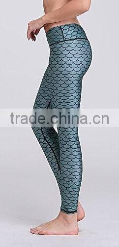 Lady's Printed Wide Waistband High Compression Workout Yoga Leggings