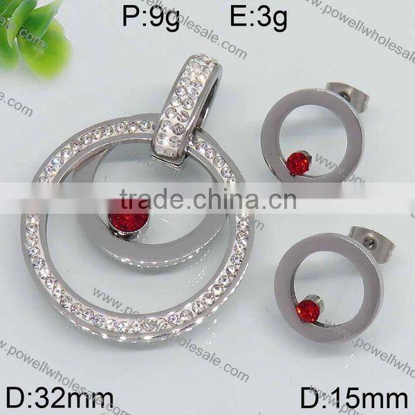 New arrival stainless steel round shape diamond jewelry set from india steel color
