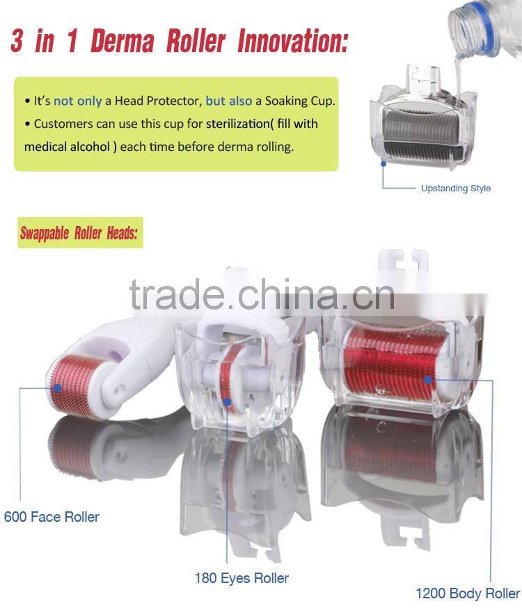 Easy Operational 3in1 Skin Needle Derma Roller For Acne Scar