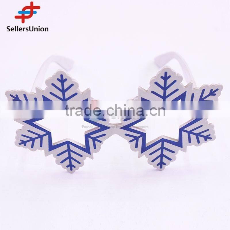 No.1 yiwu exporting commission agent wanted Blue Snowflake Shaped Cute Eyewear Party Glasses