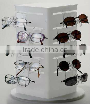 White acrylic rotatable 4 face eyeglass /eyewear display holder