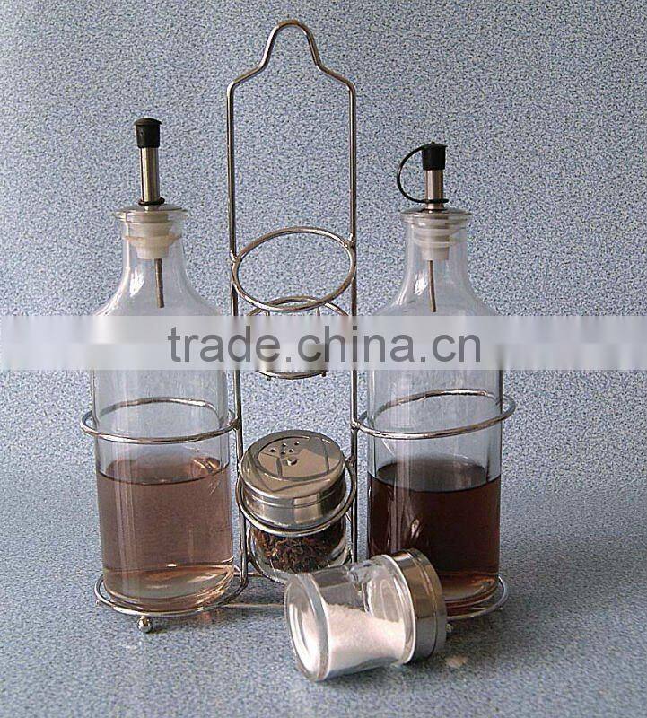 Clear glass CRUTE jar set with metal rack