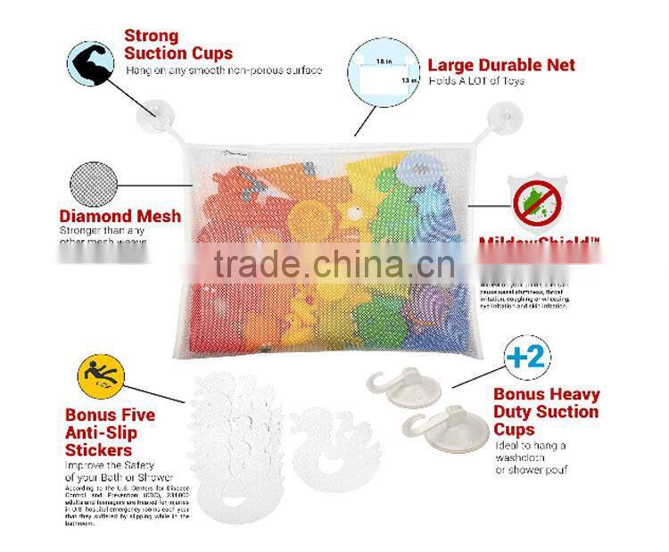 Bath Toy Organizer for Baby Boys and Girls with 2 Strong Suction Cups