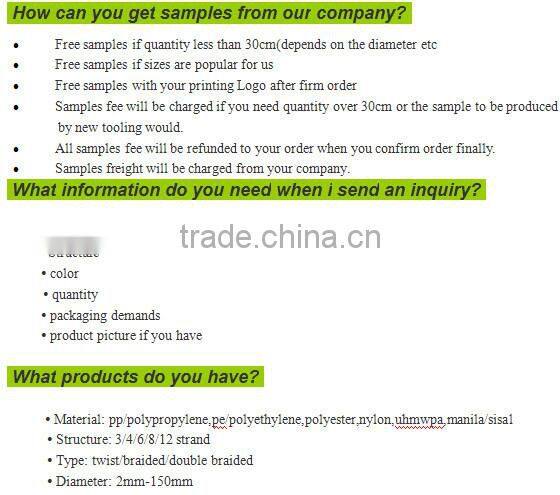 polyester, dacron dock line/ ship used rope/dacron fabric polyester