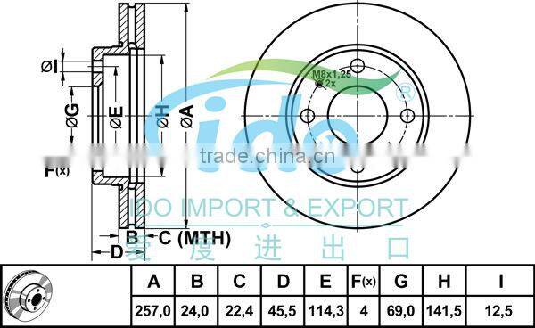 auto parts brake disc for HYUNDAI COUPE (RD) 51712-38100