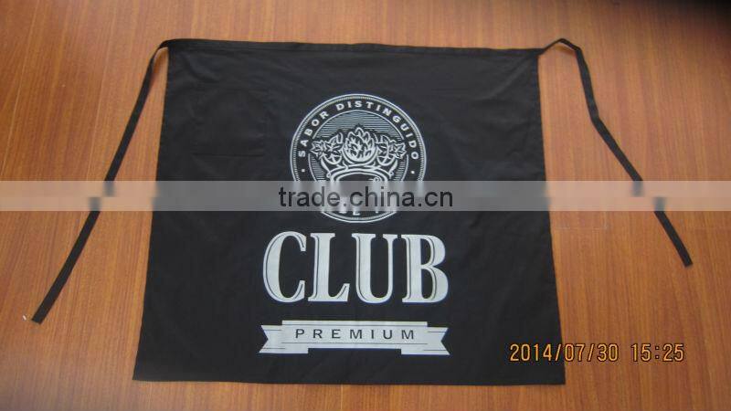 Black Waist / Bar Half Apron With Pocket /waist apron with big logo