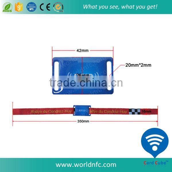 Plastic Card Tag RFID Woven Wristband