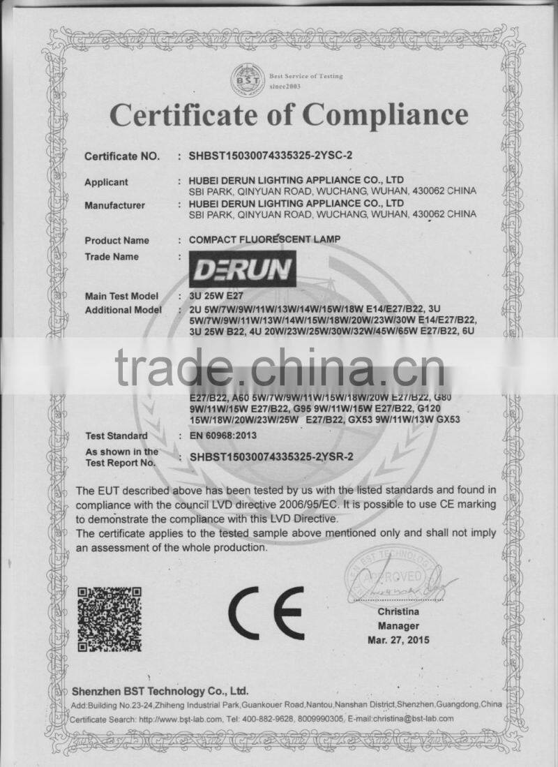Tri-phosphor 7w Enegy Saving Candle Light Bulbs with E14 E27 Base 120V 230V CE ROHS Certificates