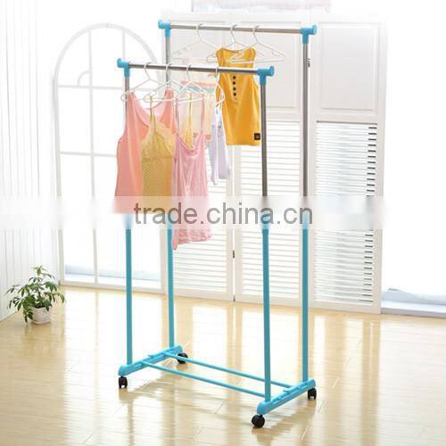 Double pole Indoor Folding Clothes Drying Rack Laundry Dryer Hanging Hanger Organizer Home