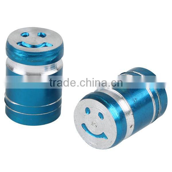 Universal Aluminum smile 2X smile blue Motorcycle Tyre Tire Valve Stem Caps NEW