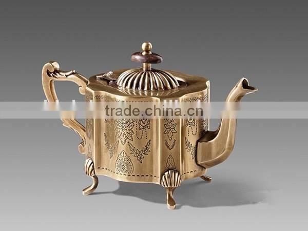 Antique Bronze Art Pure Handmade Round Teapot, Home Decorative Hanging Brass Tea Pot