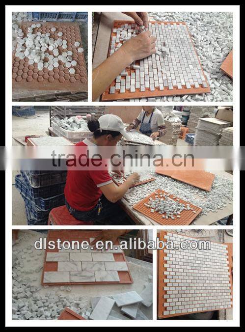 Irregular Brick Type Wooden Vein white Marble Mosaic tile 12x12 polished price