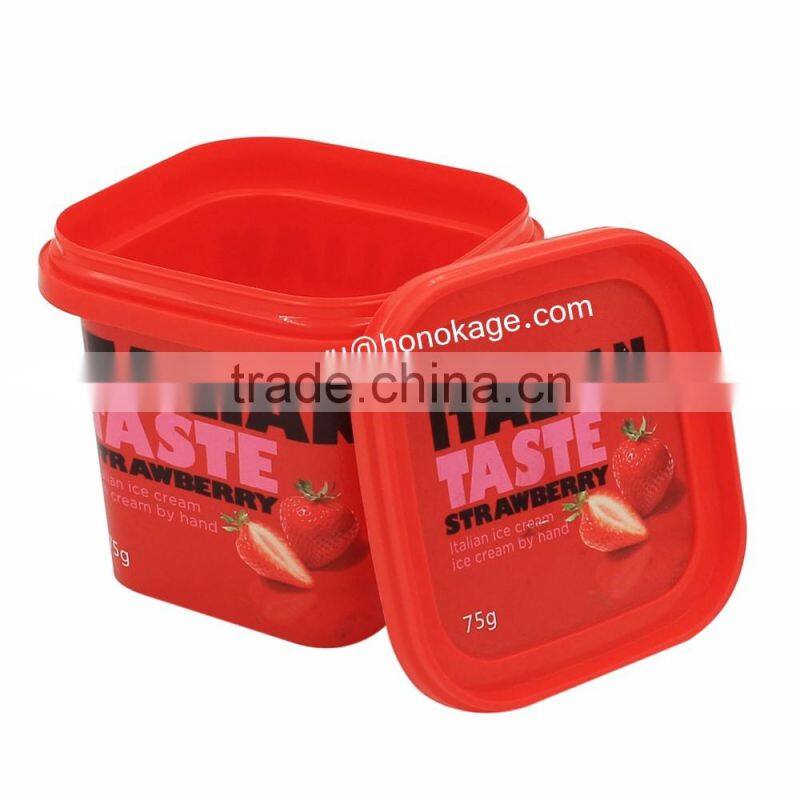 IML Plastic Ice Cream Container Packaging Design,Plastic Empty Ice Cream Tubs with FDA certificate