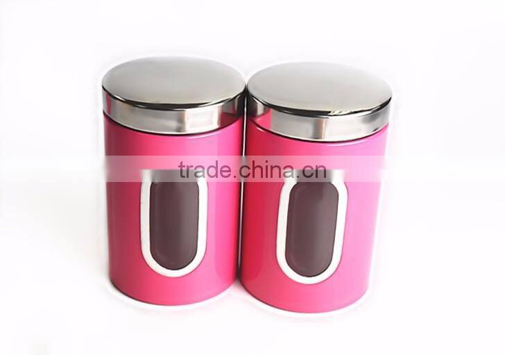 2017 New Different Colors Stainless Steel Canister Set For Tea,Coffee