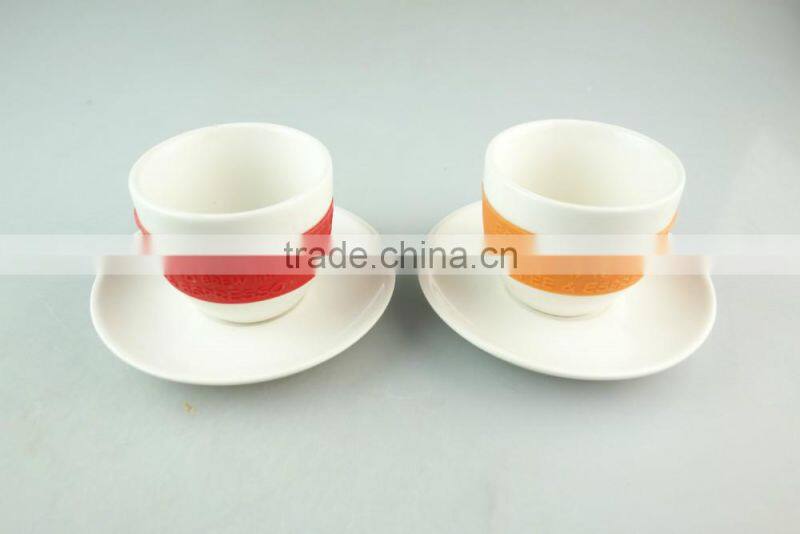 cheap color tableware six cup and saucer with color box