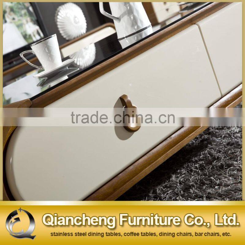 Glass top tv stand wooden cabinet modern hotel furniture
