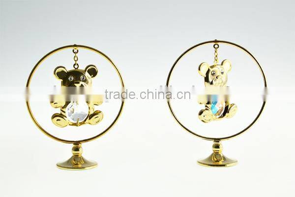 Latest Lovely Gold Plated Crystals Bear for Baby Gift Ideas