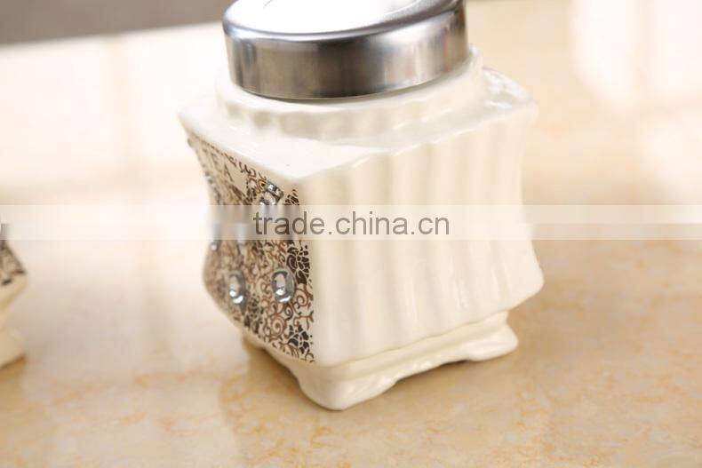kitchenware food storage ceramic canister set with metal stand