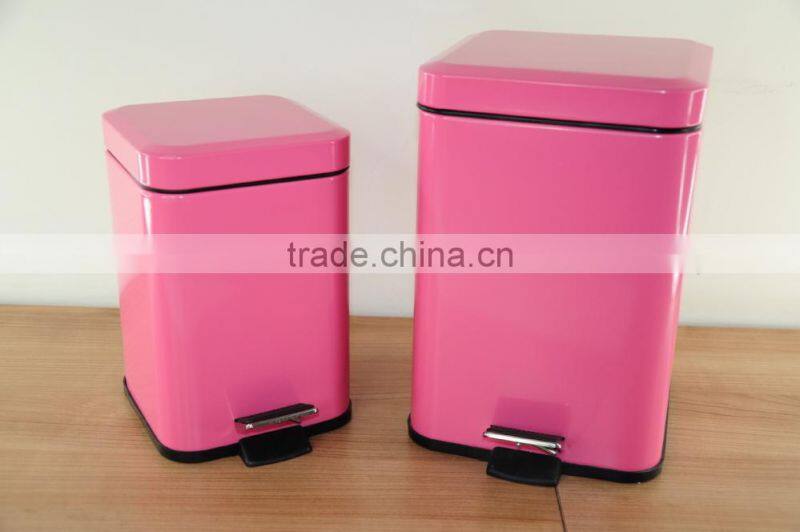 Pink metal dust bin for decoration