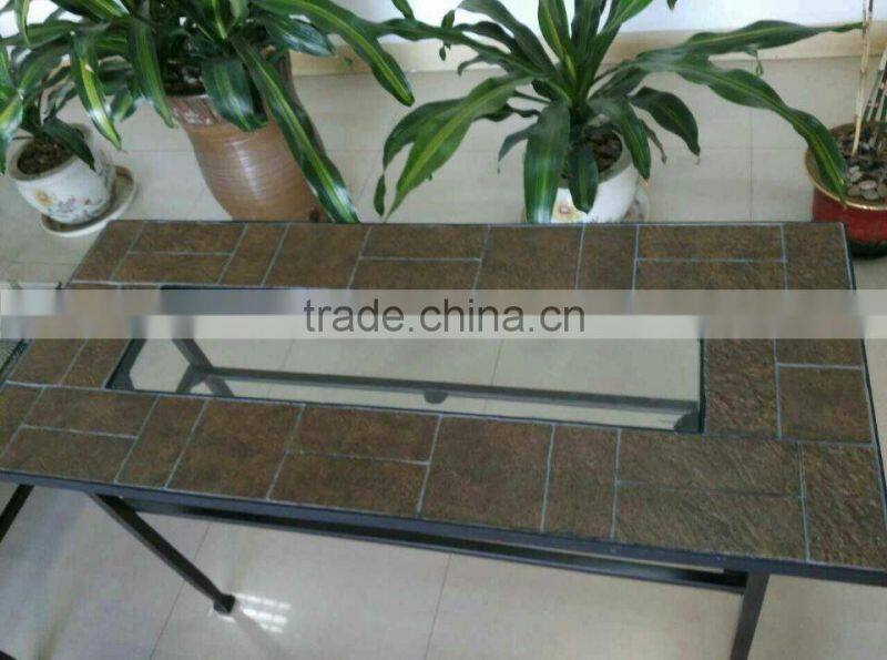 Fiberglass clay wooden look outdoor garden furniture set