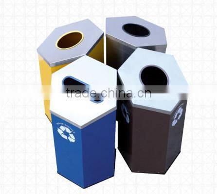 Modern outdoor recycle bin metal garbage waste bin (combo)