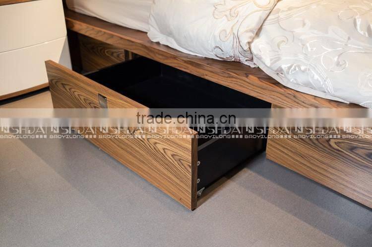 Queen Size Simple Design Wooden Bed Room Furniture With Four Drawers