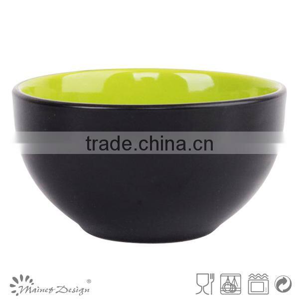 matt color round shape ceramic two tone soup bowl
