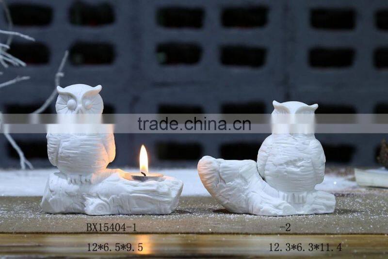 Ceramic white owl tea light porcelain candle holders wholesale
