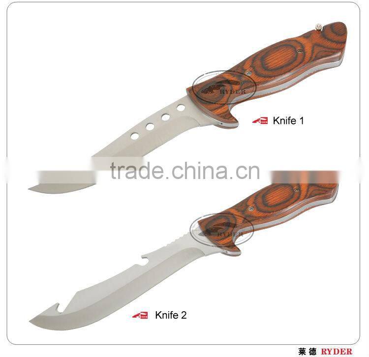 USA best selling wood hunting knife with 2 blade saw axe in outdoor