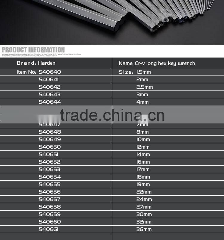 Professional Chrome Vanadium Hand Tool Long Hex Key Wrench