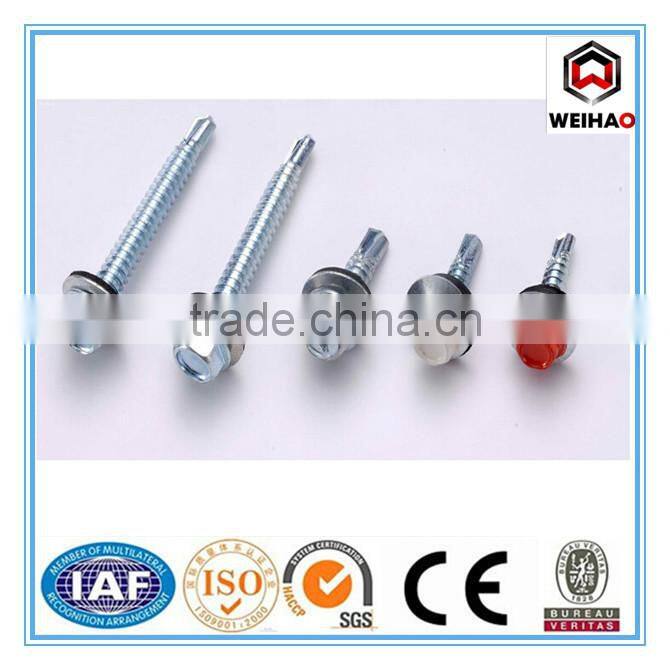 factory customized galvanized hex head self drilling screw with EPDM rubber washer