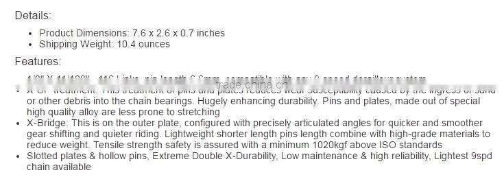 KMC X9SL Super Light 9 Speed Titanium Gold Bicycle Chain