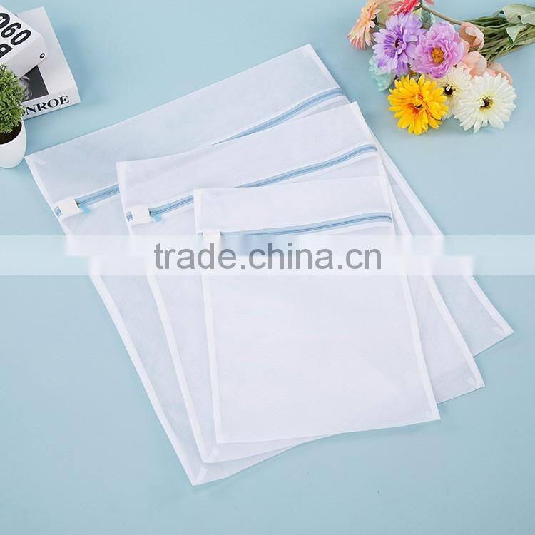 Machine Washable, Fine White Mesh Polyester Laundry Washing bag with Pink Zipper, For Home & Travel(TM-LB-027)