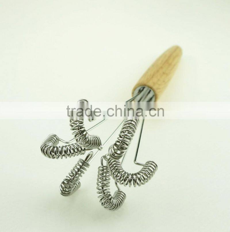 37041 new style stainless steel Whisk with wooden handle