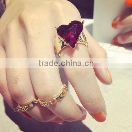 wholesale fashion jewelry exquisite heart finger ring set midi ring set