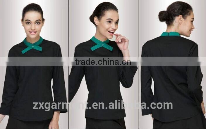 2017 ZX Fashion Design Western Fast food Restaurant Uniform Cheap Price