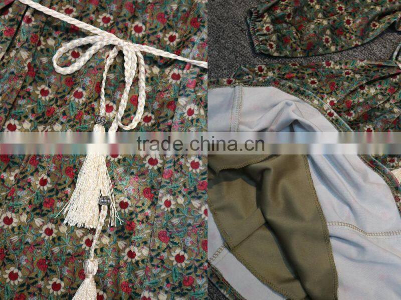 High Quality Long Puffy Printing Dress For Girls