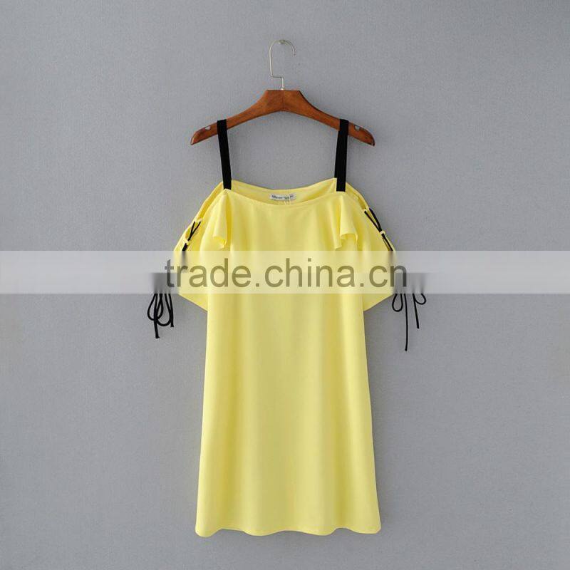 Women ready goods fashion summer fancy yellow dress