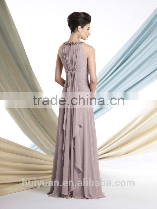 latest halter neck beaded chiffon long dress designs