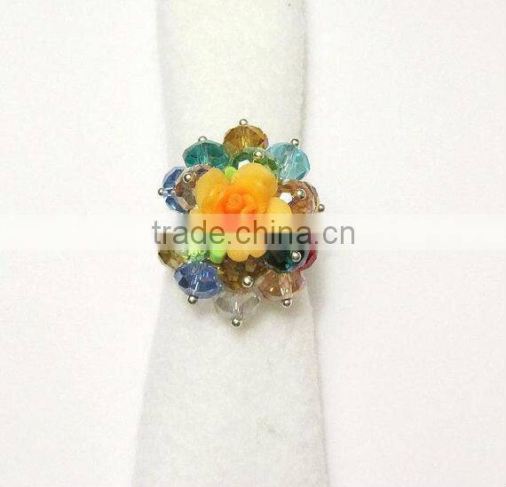 purple burst bead flower rings, fashion bead rings, elegant flower rings for woman