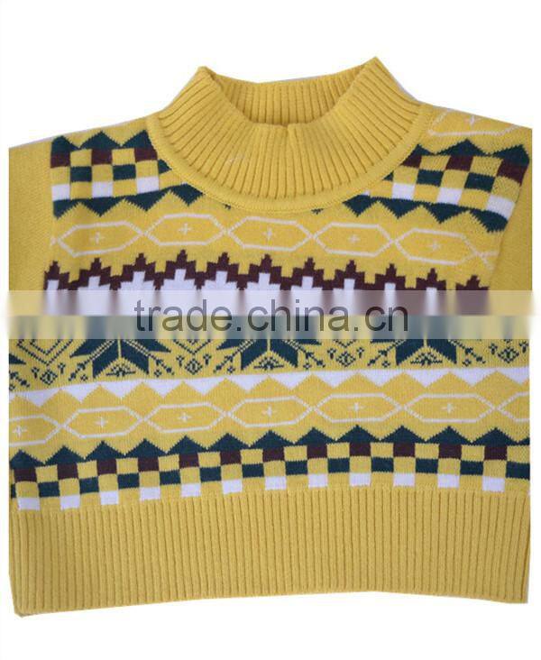 2014 New style 100% cotton jacquard boy's pullover sweater