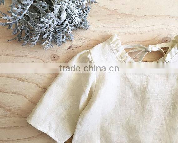 Latest Design Summer Tops Linen Pattern Medium Sleeve Baby Girl Fancy Shirts
