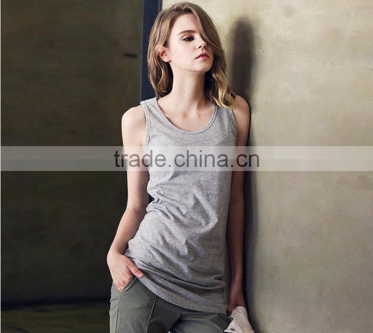 2016 good quality china promotional 100% cotton custom blank tank top for women