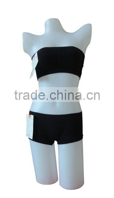 nice quality new style seamless woman underwear ladies one piece bandeau bra w removable cup pad & boxer