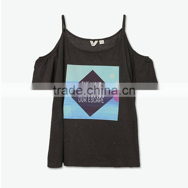 women's off shoulder top camisole print tshirt custom